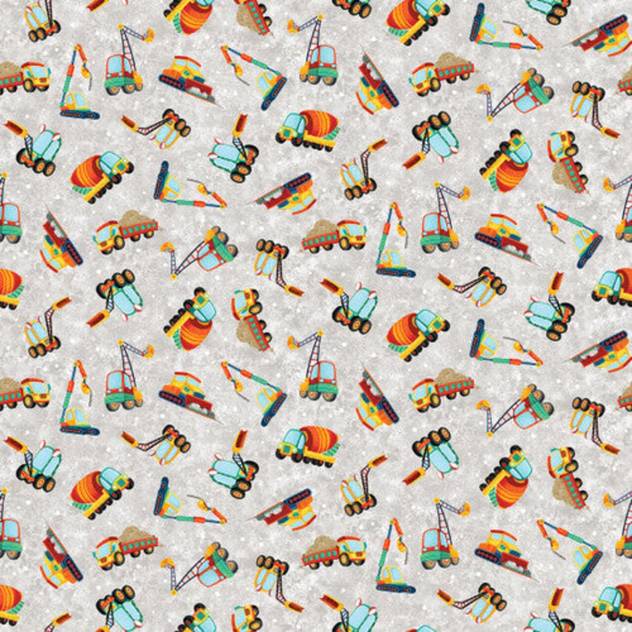 Fabric Blank Quilting Gray Trucks Another Brick in the Wall by the Quarter Yard 3697-90